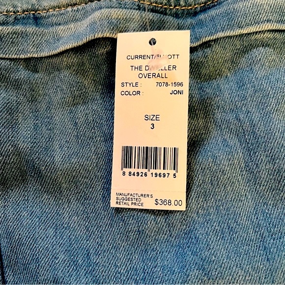 CURRENT/ELLIOTT THE DWELLER OVERALL COLOR JONI SIZE 3 (L) WIDE LEG DENIM. NWT. - Picture 16 of 16